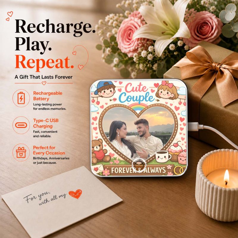 Personalized Musical Fridge Magnet Gift for Couples Custom Photo & Music Player Music Box Fridge Magnet